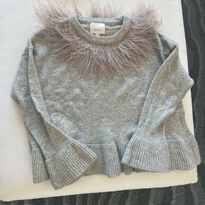 Cinq a sept feathered wool pullover sweater